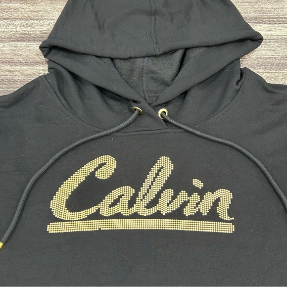 NWT Women’s Size 3X Calvin Klein Hooded Embellished Logo Shirt Dress in Black - Picture 3 of 8